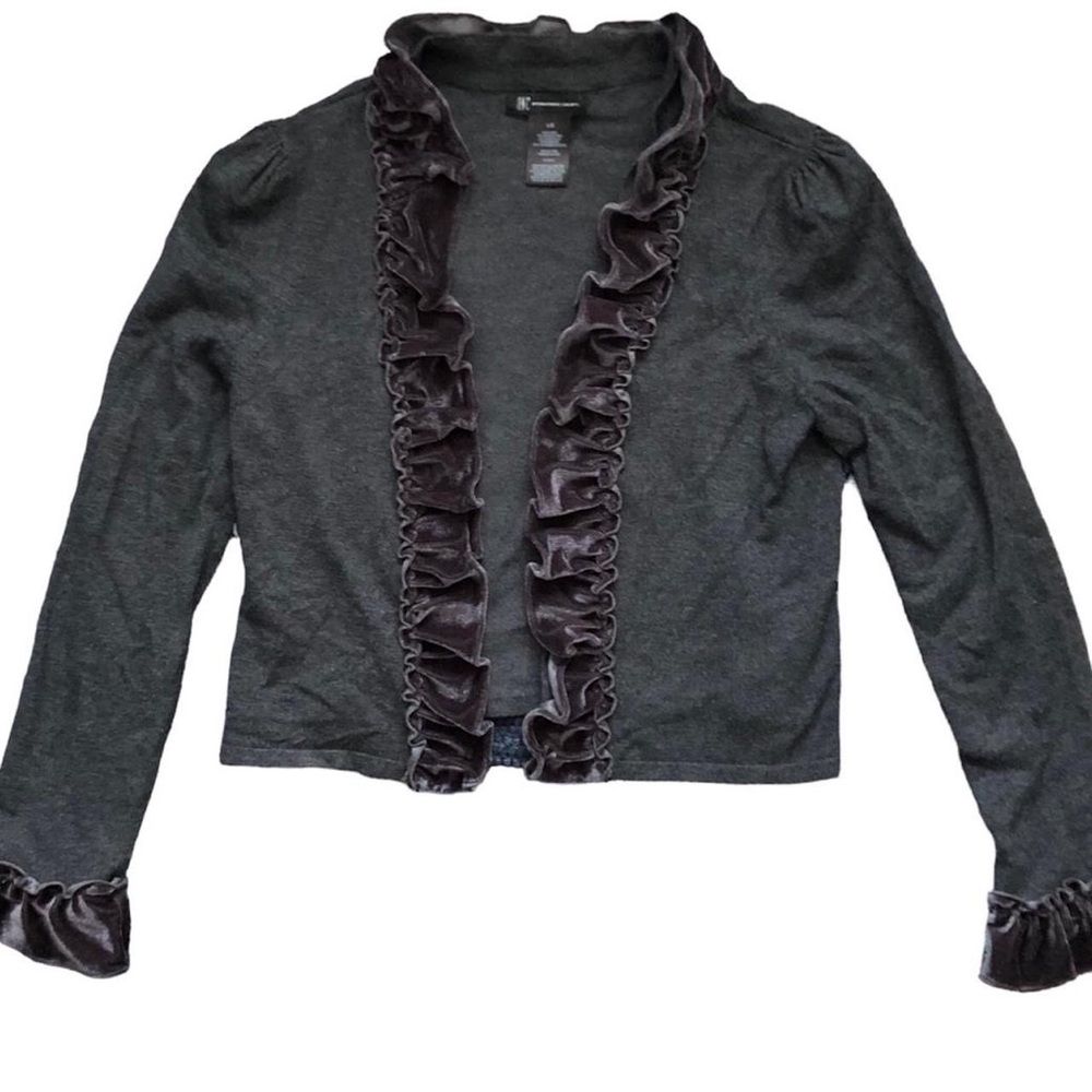Puffed grey cropped cardigan